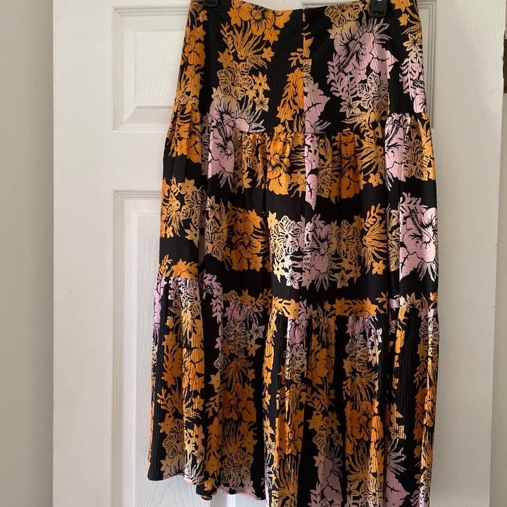 Sandro Floral Midi Skirt NWT Flowy Bohemian Luxury Size EU 40 US M/8Cotton Blend - Picture 3 of 9